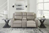 Picture of Lavehorne - Pebble Reclining Sofa with Drop-Down Table