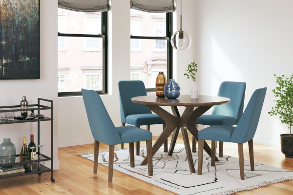 Picture of Lyncott - Dining Table W/ 4 Blue Chairs